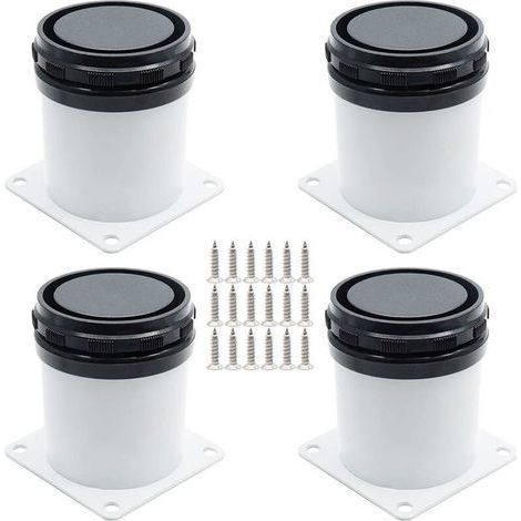 4x Adjustable Furniture Legs, Stainless Steel Table Legs with Screws, White - 5cm (1/5)