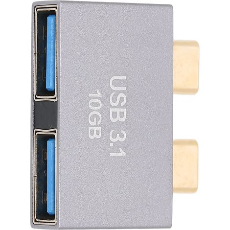 Adaptateur USB-C Double Port Mini pour MacBook, PC et Tablettes - Hub Compact USB Mâle vers USB Femelle