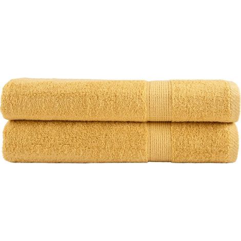 Serviettes de qualité supérieure SOLUND, lot de 2, couleur or, 100 x 200 cm, 600 g/m² (1/5)