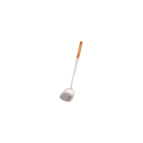 Spatule à wok longue en acier inoxydable 304 avec manche en bois, ustensile de cuisson 43 cm