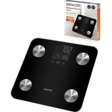 Balanza analítica de baño Sencor 6026B para fitness, grasa, agua, inteligente