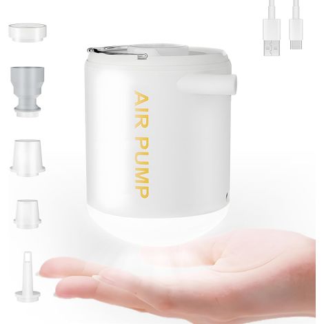 Mini pompe électrique 2000 mAh avec 6 buses d'air, gonflage rapide, mini pompe compacte portable pour matelas gonflable, jouet de piscine, tapis de camping, bateau gonflable (1/5)