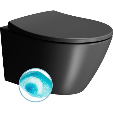 WC suspendu MODO, Swirlflush, 37x52cm, noir double mat (1/3)