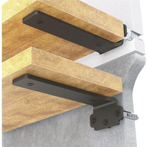 Set di 6 staffe per mensole a scomparsa, 10 cm, robusti supporti per mensole, staffe in metallo per mensole a muro con rivestimento nero, capacità di carico 75 kg.