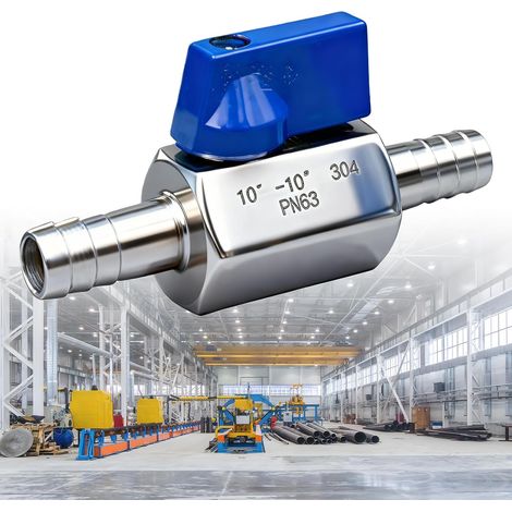 Robinet d'arrêt à ardillon joint pagode : robinet à boisseau sphérique durable de 10 mm, avec ardillon en acier inoxydable 304, robinet à boisseau sphérique Barb pour systèmes d'irrigation (1/5)