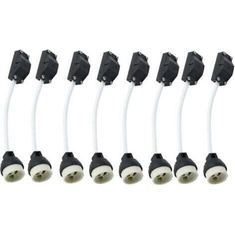 Lot de 10 douilles en céramique GU10 avec connecteur de câble 2 A 250 V GU10 douille adaptateur de base avec câble isolé pour lampe LED GU10 CFLS ampoule halogène encastré Downlight (1/5)