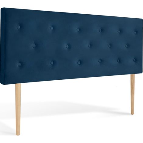 Intensedeco – Tête de lit capitonnée 160cm – Velours bleu foncé – Hauteur 100cm – Style scandinave – Installation facile entre lit et sommier (1/3)
