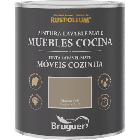 XYLAZEL pintura cocinas marron cafe 0.75l lata , Esmalte para muebles en color marrón café Ideal para renovar armarios de la cocina con aspecto rústico Apto para cajones, p (1/5)