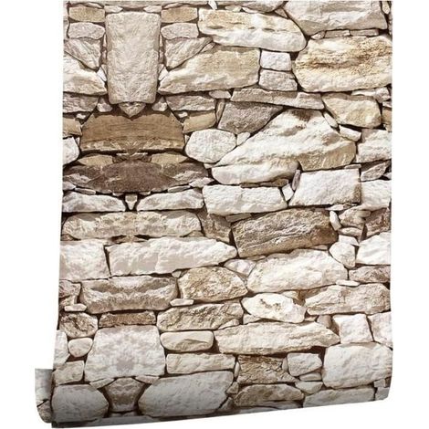 Papier Peint Auto-adhésif - Effet Brique Pierre - 45cm x 600cm - Imperméable - Facile à Installer (1/4)