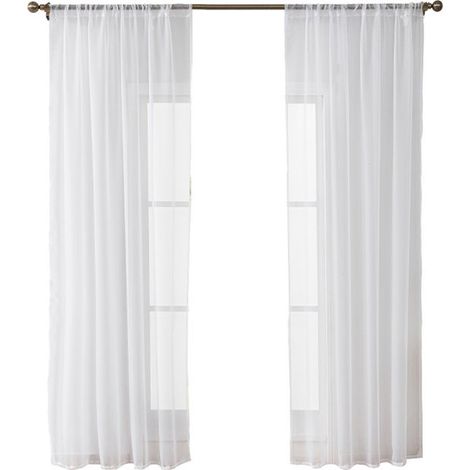 Voilages - Lot de 2 - Rideaux - Polyester - Modèle à œillets, idéal pour salon/chambre - 130 x 100 cm - Blanc (1/5)