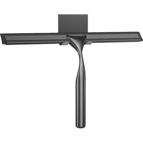 Grattoir de douche en acier inoxydable noir de 30 cm avec crochet, grattoir en verre pour douche, grattoir de douche en silicone remplaçable pour verre, miroir, carrelage et cuisine.