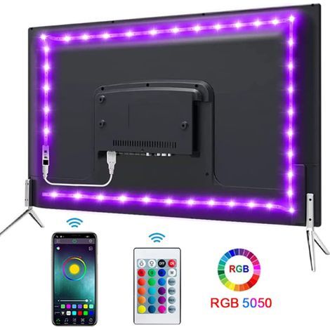 Flexible, self-adhesive, 5050 SMD 5V RGB USB Bluetooth LED strip for TV or office, 3m (1/5)