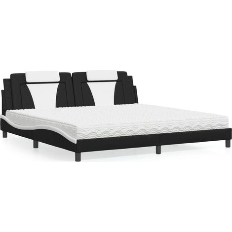 Bett "Viana" mit Matratze Schwarz und Weiß 200x200 cm Kunstleder vidaXL (1/5)