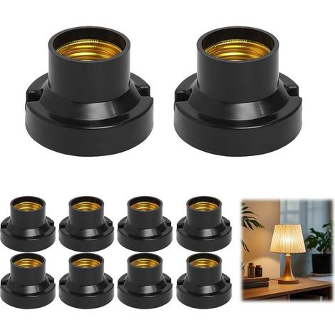 Set mit 10 universellen E27-Fassungen, Flachsockel-E27-Fassungsadaptern, energiesparenden Fassungen, kompatibel mit E27-Glühbirnen für Schlafzimmer, Wohnzimmer, Küche und Büro, E27-Deckenfassung (1/5)
