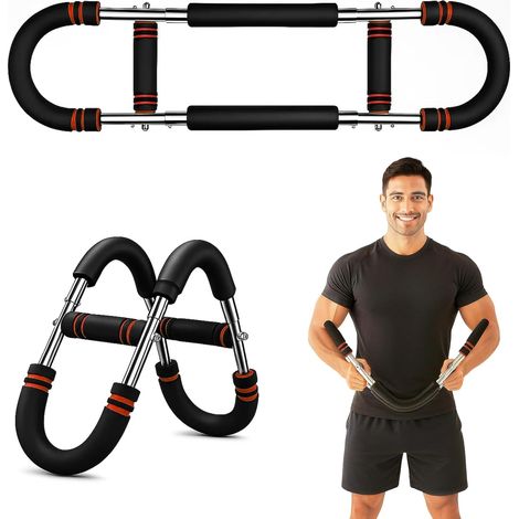 Twister Arm Exerciser Chest Exerciser for Men Shaker Trainer Adjustable U-Shape Arm Machine for Strength Training Master Chest Muscles Mechanical Body Strength Fitness Equipment for Home Gym (Red) (1/5)