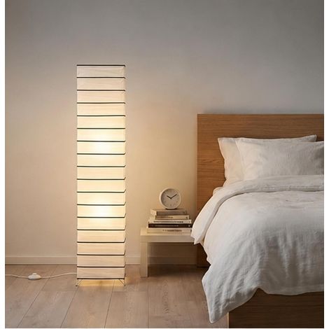 Lampadaire design 1215 ASIA Lampe en papier de riz HANDMADE en blanc avec tiges décoratives incl. 2x Douille E14 - Forme : angulaire - Hauteur : 125cm - Lampe de salon - Lampadaire (1/5)