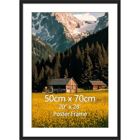 Cornice in alluminio nero 50x70 cm per poster e stampe – Dimensioni precise, con passepartout 40x60 o 50x70 cm, plexiglas leggero, facile da appendere, decorazione da parete per soggiorno o camera da  (1/5)