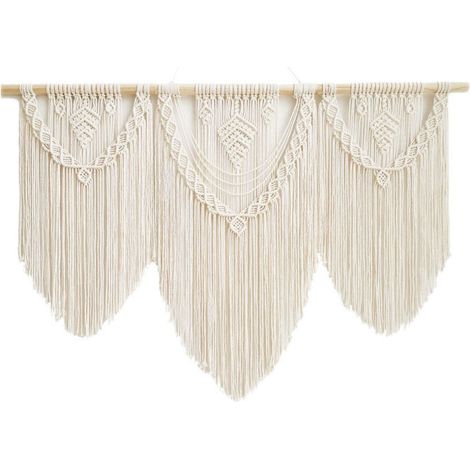 Tappeto da parete in macramé, tenda di corda di cotone tessuta a mano, decorazione bohémienne per matrimonio all'aperto (1/2)