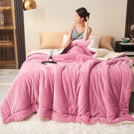 Couverture Double Épaisseur - Laine Synthétique Velours Lait - 200 x 150 cm - Pour Lit Double - Hiver Automne - 1 Pièce (1/5)