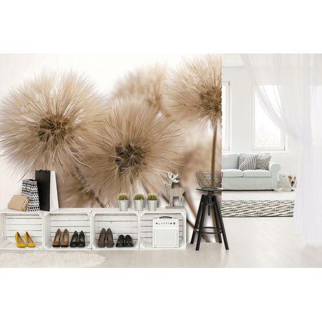 Fototapete Löwenzahn Boho Natur, für Wohnzimmer und Schlafzimmer, 150 x 105 cm – Komplettset inkl. Kleister & Anleitung (1/5)