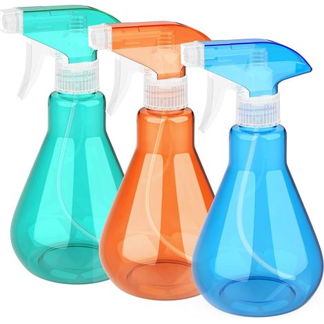 Lot de 3 flacons pulvérisateurs de 500 ml, récipients de rangement vides et ajustables en plastique, pour solutions de nettoyage, jardinage, animaux, plantes, brumisation, étanches. (1/5)