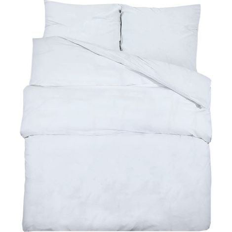 Housse de couette microfibre et 2 taies d'oreiller blanc uni MyHome 140x200 cm 60x70 cm-Taille 140x200 cm-Taie d'oreiller 60x70 cm (1/5)