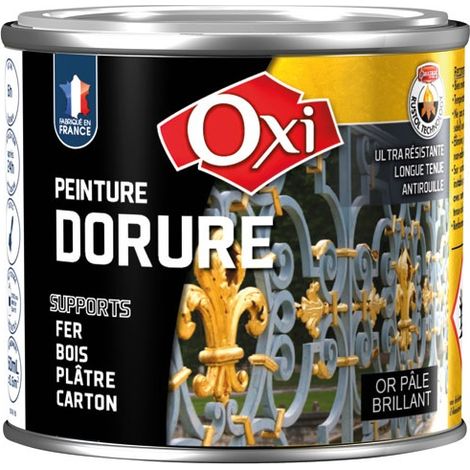 Peinture décorative or pâle satinée 60 mL – Finition métallisée résistante aux chocs – Application sur bois, fer, plâtre et plus – OXI (1/4)
