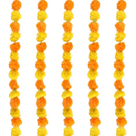 5pcs Guirlande Tagètes (Orange, Jaune) (1/5)