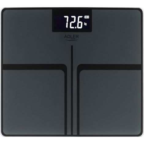 Adler AD 8194 - Báscula de baño con tiras USB C recargable, 180 kg, precisión de 100 g