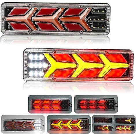 Feu arrière LED étanche 12 V pour remorque, camion, bateau, camping-car, caravane, fourgonnette, feu antibrouillard (2 pièces, style A) (1/5)