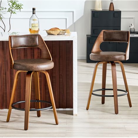 Chaise banc tabouret bar dossier bois marron HAVRYA (1/5)