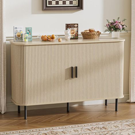 Sideboard mit 2 Schiebetüren, Holzfarben, 120x40x77cm (1/5)
