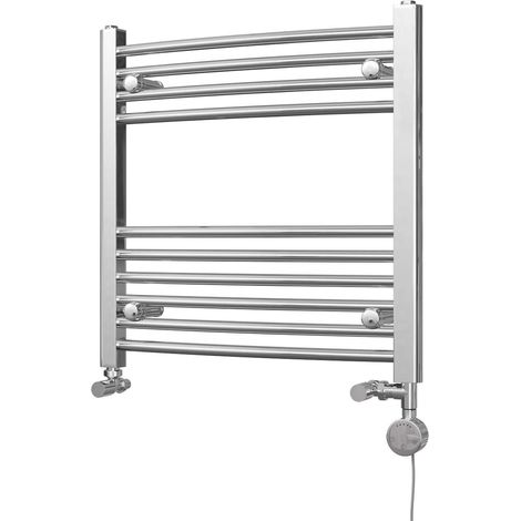 Zennor - Chrome Dual Fuel Towel Rail H600mm x W600mm Thermostatic - Curved (1/3)