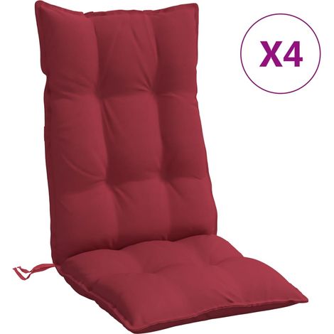 Coussins de chaise à dossier haut lot de 4 rouge bordeaux (1/5)