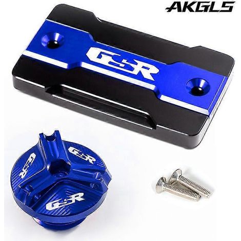 Accessoires pour motos Suzuki GSR 750, 400 et 600 : bouchon de réservoir de carburant et bouchon de remplissage d'huile moteur (GSR-A, bleu). (1/4)