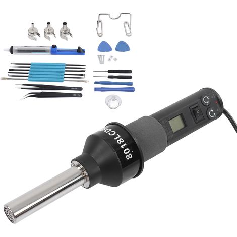 Pistolet à air chaud portable avec écran LCD, pistolet thermique électronique réglable, outils de soudage et de dessoudage, prise UE 220 V (1/5)