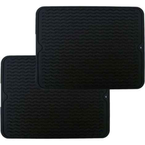 Lot de 2 dessous-de-plat en silicone pour poêles et casseroles chaudes, 40 x 30 cm, grands dessous-de-plat polyvalents en silicone pour plans de travail de cuisine, tapis de travail flexible résistant (1/5)