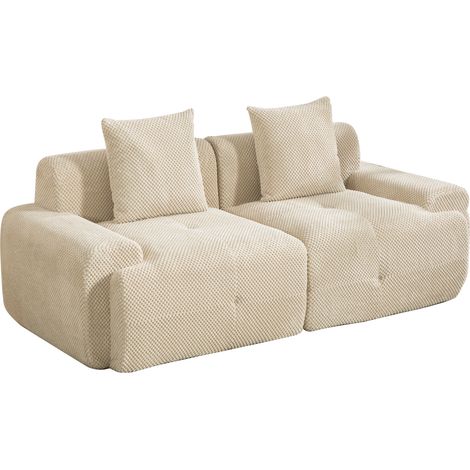 GagaCanapé modulable compressé 2 places en chenille kaki clair (1/5)