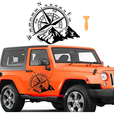 Autocollant de Voiture de Montagne de Boussole, Autocollants de Fenêtre Latérale de Capot de Voiture de Décalque Automatique de Vinyle pour le Camion de Jeep (1/5)
