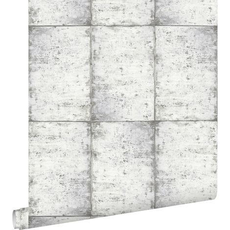papier peint feuilles de zinc gris chaud clair - ESTAhome (1/5)