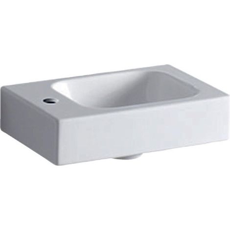 Lave-mains Geberit iCon, Blanc, 38x13.5x28cm, troude robinetterie à gauche, sans trop-plein