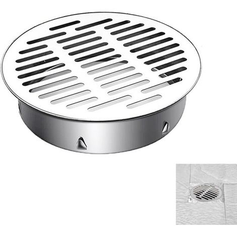 Siphon de toit en acier inoxydable 304 - Siphon rond épais avec fixation par clip - 150 mm - Couvercle - Filtre anti-obstruction - Filtre de siphon à clipser argenté (1/5)