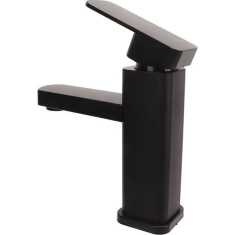 (Schwarz) Einloch-Waschtischarmatur – Edelstahl – Wassersparend – Schwarz