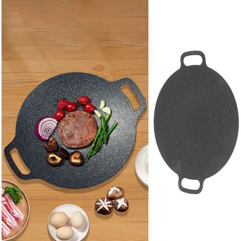 Sartén redonda para parrilla (30 cm de diámetro) con bolsa de almacenamiento antiadherente y revestimiento de piedra mineral: ideal para acampar y cocinar. (1/5)