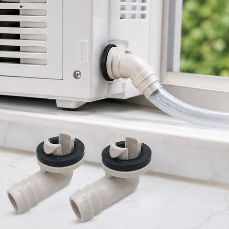 Lot de 2 connecteurs de coude de tuyau d’évacuation de climatiseur, raccord de ligne de condensation de climatiseur anti-fuite pour unités de climatiseur à fenêtre et système split (1/4)