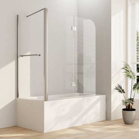 Duschwand für Badewanne 120x70x140cm Duschwand Badewanne 2-teilig Faltwand mit 70 cm Seitenwand, 6 mm Nano ESG Sicherheitsglas Duschabtrennung Badewanne (1/5)