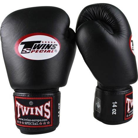 Guantes de boxeo Twins de cuero genuino bgvl-3 negros de 12 oz. (1/4)