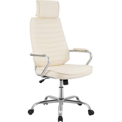 Chaise de Bureau Rako en Cuir Synthétique Crème