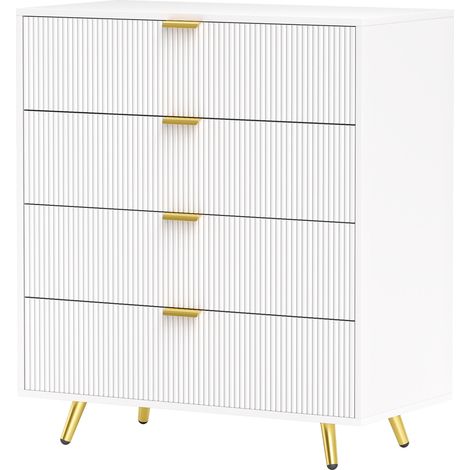 Elegant FourDrawer Bedside Table White (1/5)