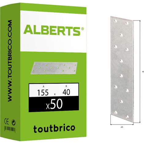 Platine multitrous acier galvanisé, 160x40x2 mm ALBERTS